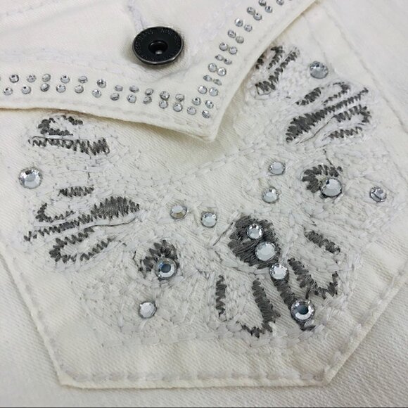 Nine West Women’s 6 White Capri Pants Bling Embellished - Picture 9 of 16